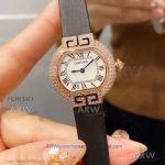 AAA Replica Cartier Tortue Women's Quartz Watch - Rose Gold Diamond Case Black Fabric Strap